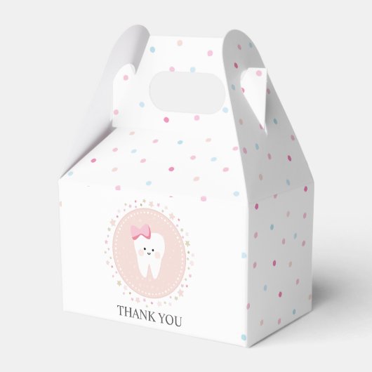Eerste Tandpartij Dank u Girly ontwerp. Bedankdoosjes (Voorkant Zijde)