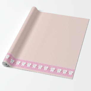 Eerste Tandroze tafellade, verpakkingspapier Cadeaupapier