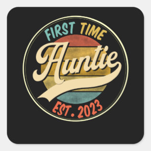 Eerste tante EST 2023 promoot aan tante Gift Vierkante Sticker