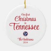 Eerste Tennessee Kerst Rood Foto Jaar Keepsake Keramisch Ornament (Achterkant)