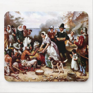 Eerste Thanksgiving, 1621. Fijne Kunst Mousepad Muismat
