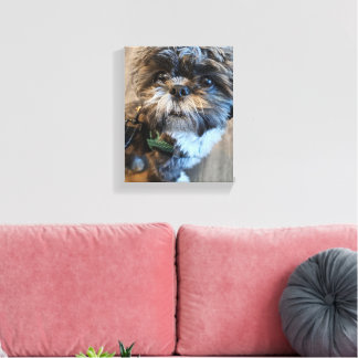 Eerste Thanksgiving-canvasprint van een puppy Canvas Afdruk
