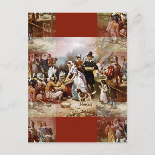 eerste Thanksgiving Feestdagenkaart (Voorkant)