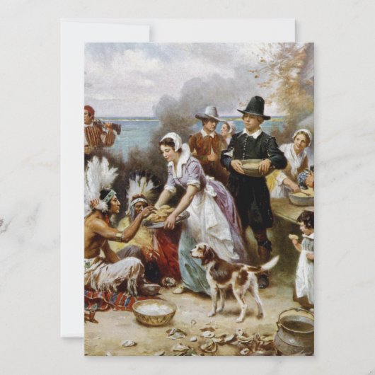 eerste Thanksgiving Feestdagenkaart (Voorkant)