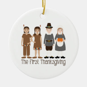 Eerste Thanksgiving Keramisch Ornament