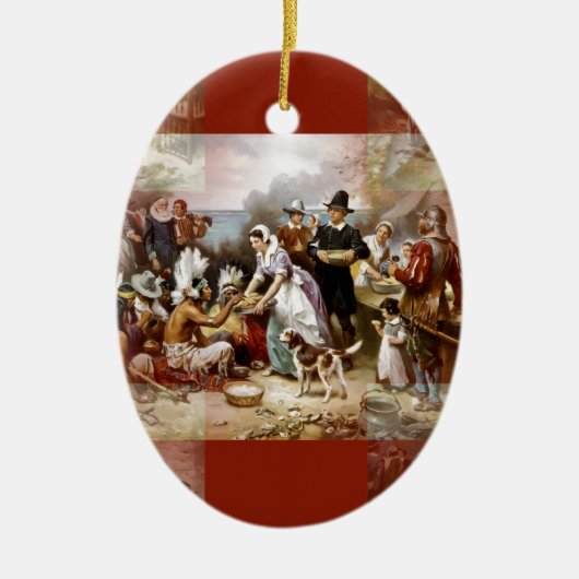 eerste Thanksgiving Keramisch Ornament (Voorkant)