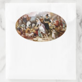 eerste Thanksgiving Ovale Sticker (Tas)