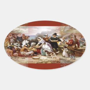 eerste Thanksgiving Ovale Sticker