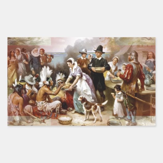 eerste Thanksgiving Rechthoekige Sticker (Voorkant)