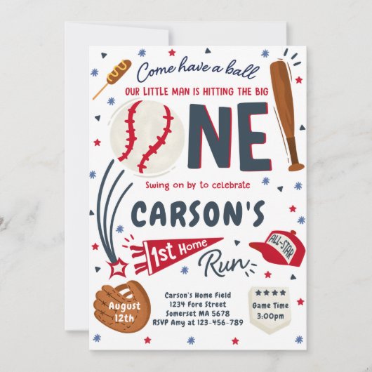 Eerste thuisrun Baseball op Birthday Kaart (Voorkant)