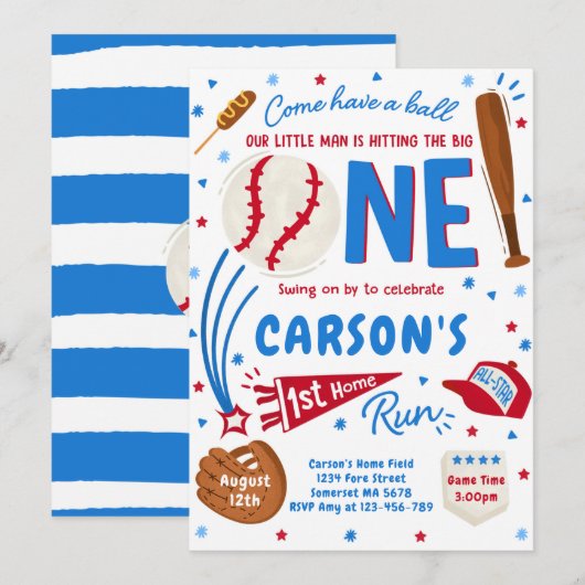 Eerste thuisrun Baseball op Birthday Kaart (Voorkant / Achterkant)