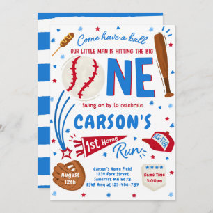 Eerste thuisrun Baseball op Birthday Kaart