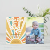 Eerste trips rond zonneschijn eerste verjaardag kaart (Staand voorkant)