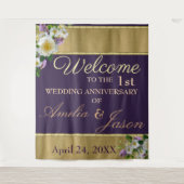 Eerste trouwdag welkom in goud geel wandkleed (Voorkant)