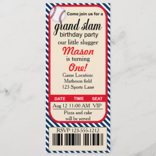 Eerste uitnodiging van de Baseball Party in Birthd