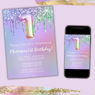 Eerste uitnodiging van de Birthday Party Paars Pin