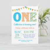 Eerste uitnodiging van de verjaardag. Boy First Bi (Staand voorkant)