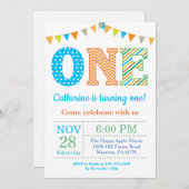 Eerste uitnodiging van de verjaardag. Boy First Bi (Voorkant / Achterkant)