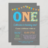 Eerste uitnodiging van de verjaardag. Boy First Bi (Voorkant / Achterkant)