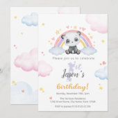 Eerste uitnodiging van de verjaardag - Cute Panda (Voorkant / Achterkant)