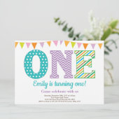 Eerste uitnodiging van de verjaardag. Girl First B (Staand voorkant)