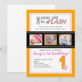 Eerste uitnodiging van de verjaardag met foto's Ee (Voorkant / Achterkant)