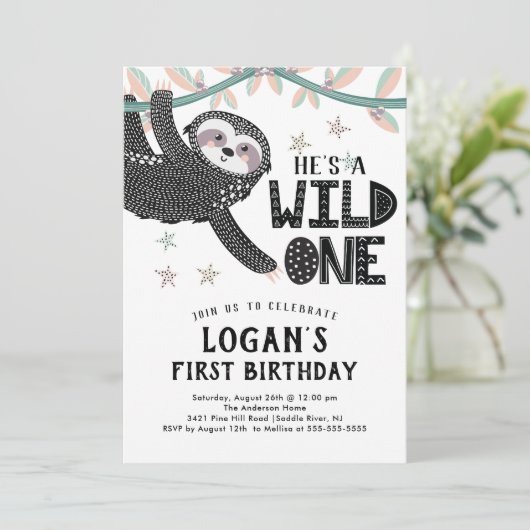 Eerste uitnodiging van de verjaardag van de verjaa (Staand voorkant)