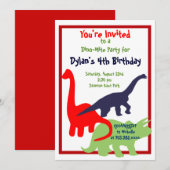 Eerste uitnodiging van Dinosaur Birthday Party (Voorkant / Achterkant)