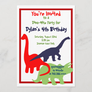 Eerste uitnodiging van Dinosaur Birthday Party