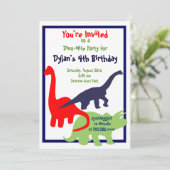 Eerste uitnodiging van Dinosaur Birthday Party (Staand voorkant)