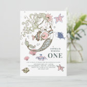 Eerste uitnodiging van Mermaid Birthday (Staand voorkant)