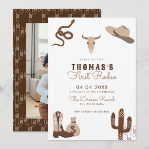 Eerste uitnodiging van Rodeo Cowboy Birthday