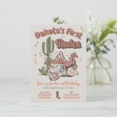 Eerste uitnodiging van Rodeo Cowgirl Cowboy Birthd (Staand voorkant)