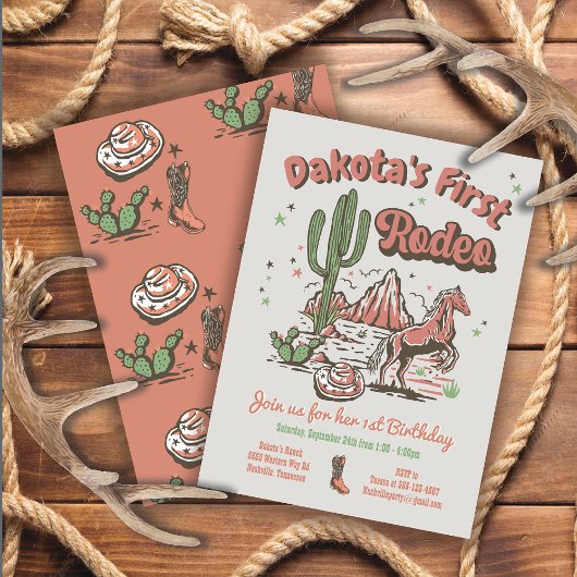 Eerste uitnodiging van Rodeo Cowgirl Cowboy Birthd
