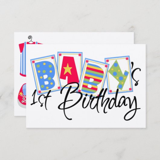 Eerste uitnodiging voor baby's verjaardag (Voorkant / Achterkant)