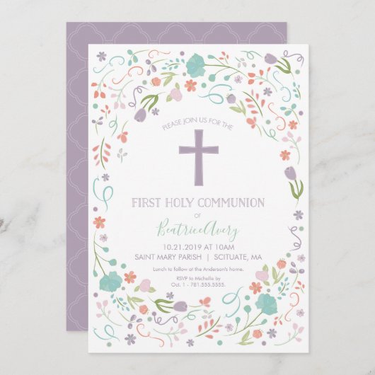 Eerste uitnodiging voor de Heilige Communie, Aange (Voorkant / Achterkant)