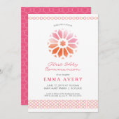 Eerste uitnodiging voor de Heilige Communie, meisj (Voorkant / Achterkant)