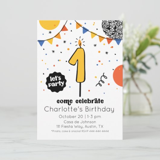 Eerste uitnodiging voor kaarsblauw van de Birthday (Staand voorkant)