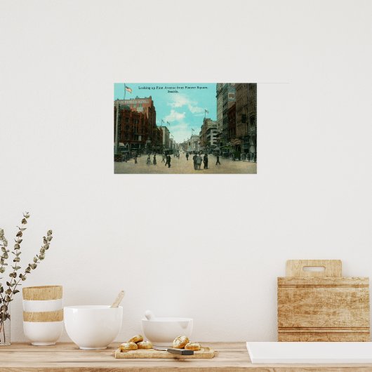 Eerste Uitzicht van Pioneer Avenue Poster (Keuken)