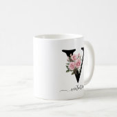 Eerste V Monogram Bloem Roze Rozen Mok (Voorkant rechts)