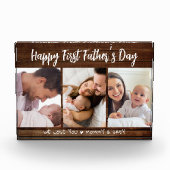 Eerste Vaderdag 3 Afbeelding Donkerhout Fotoblokken (Voorkant)