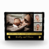 Eerste Vaderdag 3 Foto Collage Black en Gold (Voorkant)