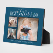 Eerste vaderdag 3 Foto Collage Blue Fotoplaat (Zijkant)