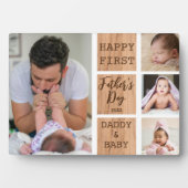 Eerste Vaderdag 4 Foto collage Rustic Wood Fotoplaat (voorkant)