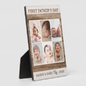 Eerste Vaderdag 6 foto collage rustiek hout Fotoplaat (Zijkant)