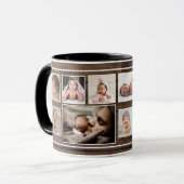 Eerste Vaderdag 7 Foto collage Dark Wood   Mok (Voorkant links)