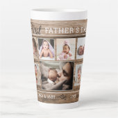 Eerste Vaderdag 7 Foto collage Rustic Wood Latte Mok (Voorkant)