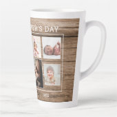 Eerste Vaderdag 7 Foto collage Rustic Wood Latte Mok (Rechts)