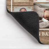 Eerste Vaderdag 7 Foto collage Rustic Wood Muismat (Hoek)