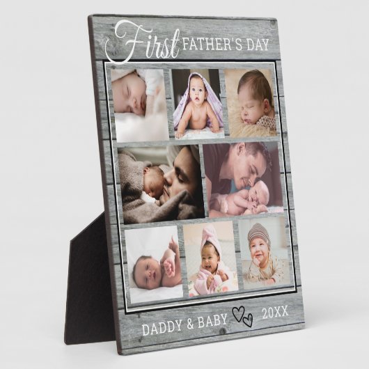 Eerste Vaderdag 8 Foto collage Grauwe Hout Fotoplaat (Zijkant)